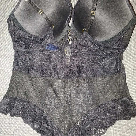 RACHEL Rachel Roy Black Lace Woman's Molded cup teddy Bodysuit Size XL - Picture 14 of 16
